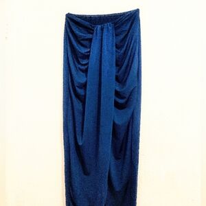 SHEIN Blue Ruched Maxi Skirt for Cocktail